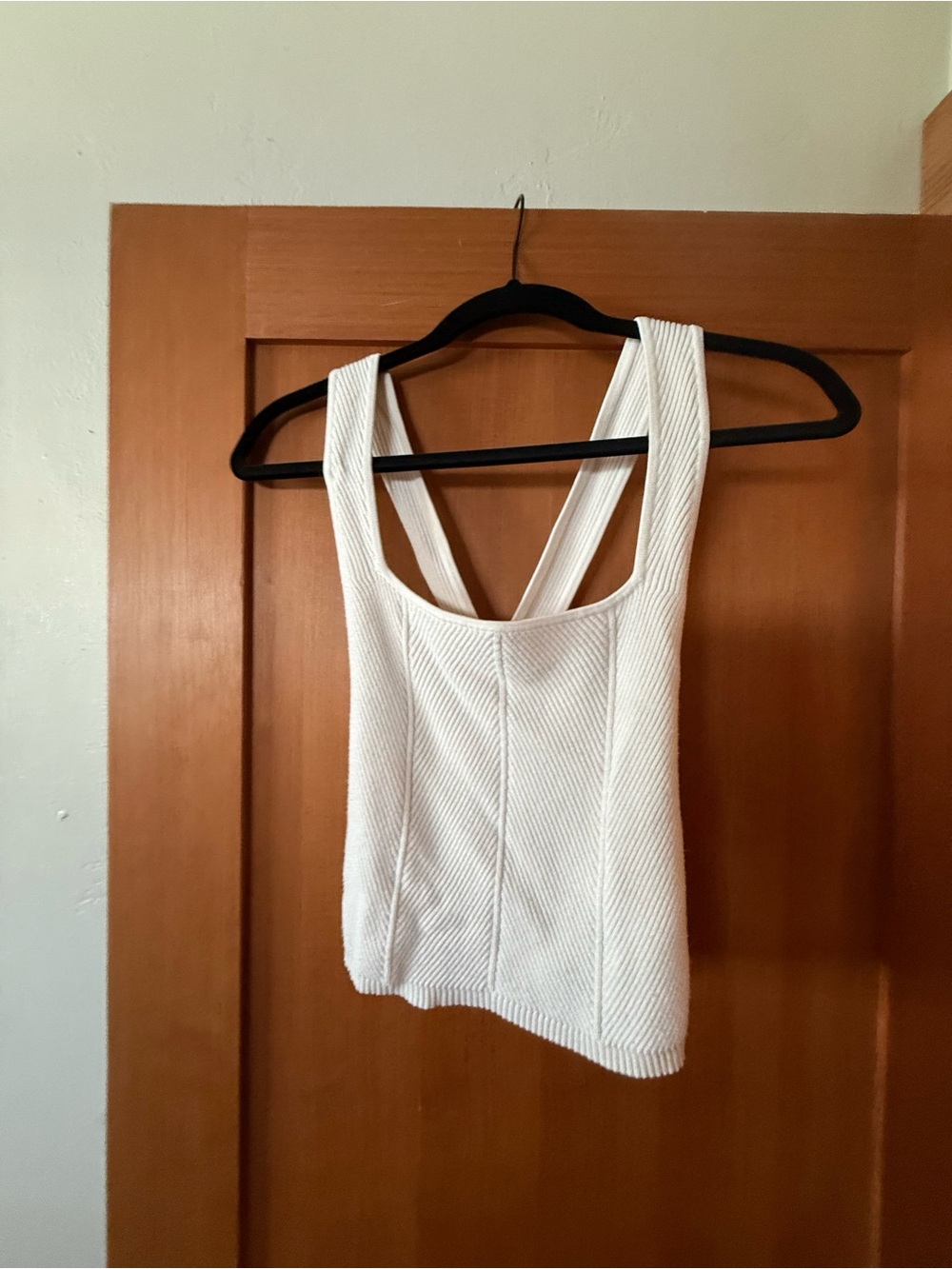 Abercrombie & Fitch White Ribbed Square-Neck Tank